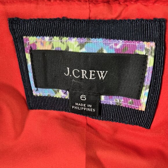 J. Crew Orange Red Textured Jacket in Matelasse Ribbon Trim Preppy AJ886 - Picture 7 of 10